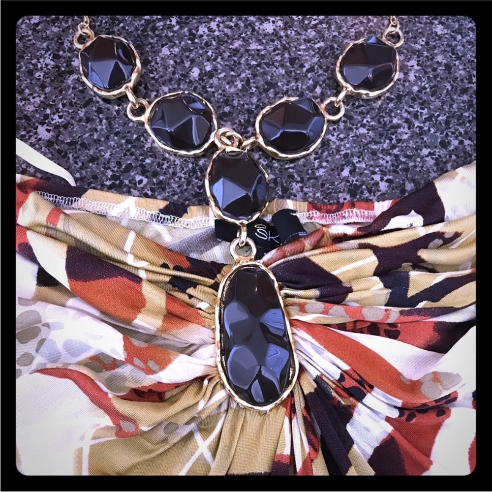 Sky Black and Gold Statement Necklace
